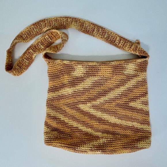 Happy & Free Crochet Crossbody Bag Bamboo String Boho Shoulder Purse Tan Brown - Picture 1 of 10
